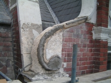 Steel reinforcement of the decorative gable stonework Steel reinforcement of the decorative gable stonework